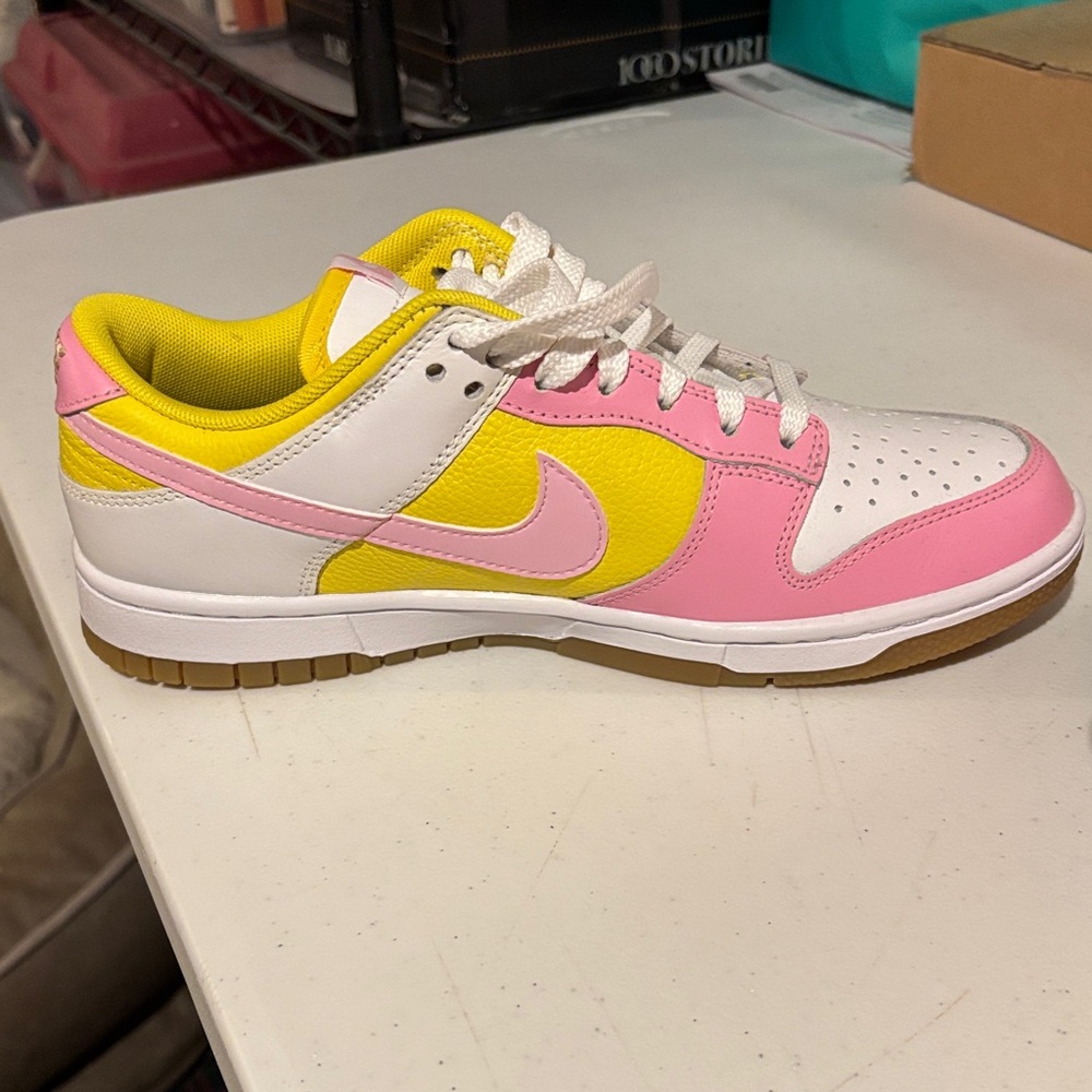 Nike Dunk Low Colorblock Low-Top Sneakers in Pink, Yellow & White Never Worn! - Picture 6 of 6
